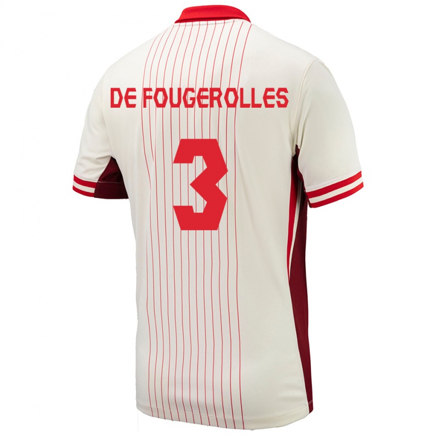 Gyermek Kanada Luc De Fougerolles #3 Fehér Idegenbeli Jersey 24-26 Mez Póló Ing