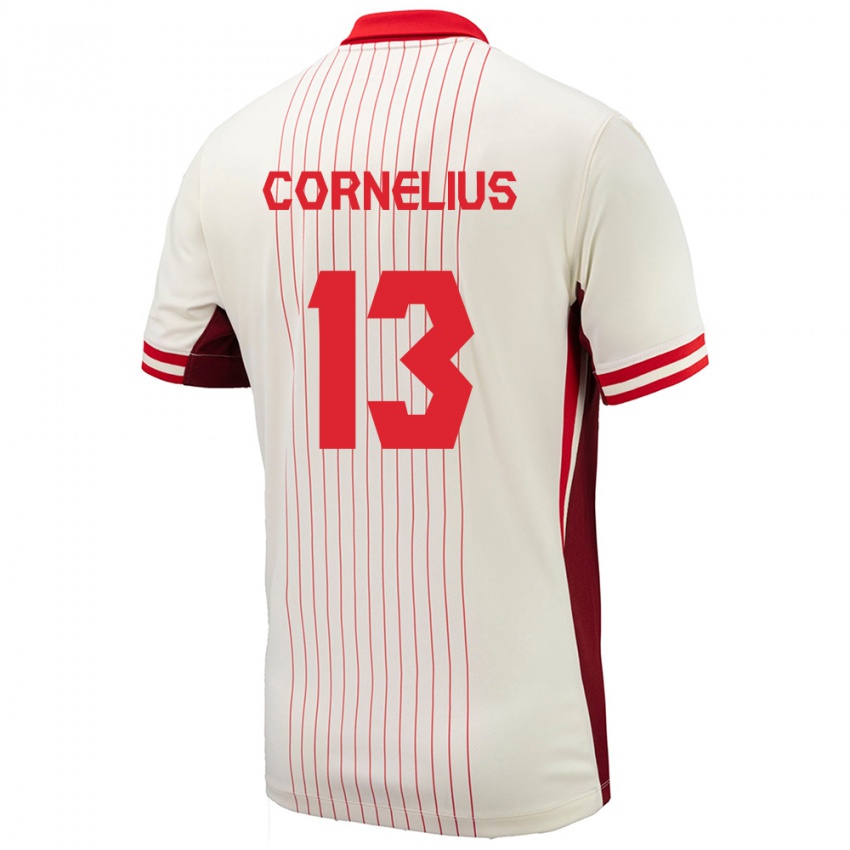 Gyermek Kanada Derek Cornelius #13 Fehér Idegenbeli Jersey 24-26 Mez Póló Ing