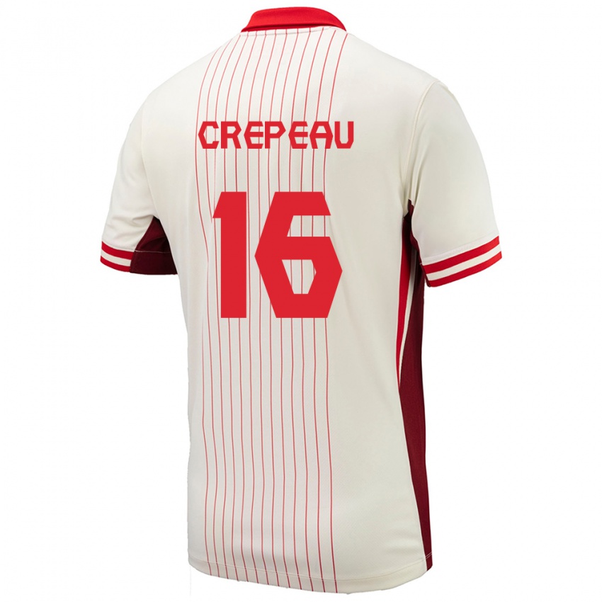 Gyermek Kanada Maxime Crepeau #16 Fehér Idegenbeli Jersey 24-26 Mez Póló Ing