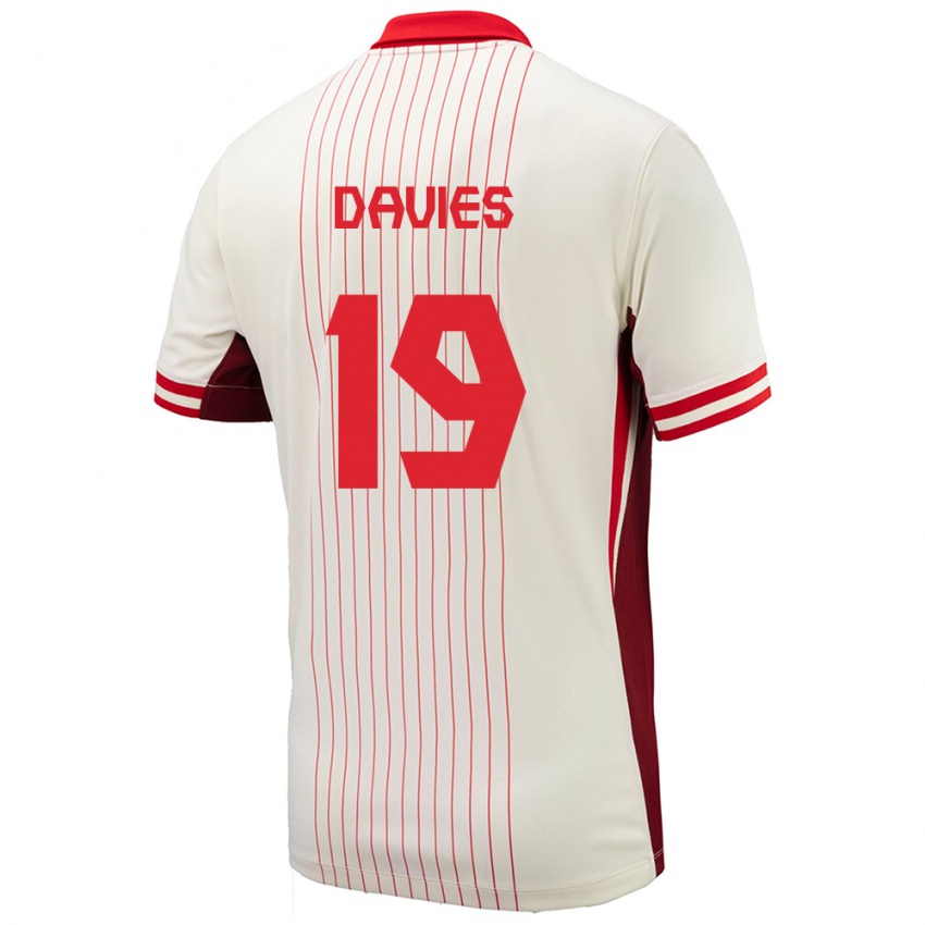 Gyermek Kanada Alphonso Davies #19 Fehér Idegenbeli Jersey 24-26 Mez Póló Ing