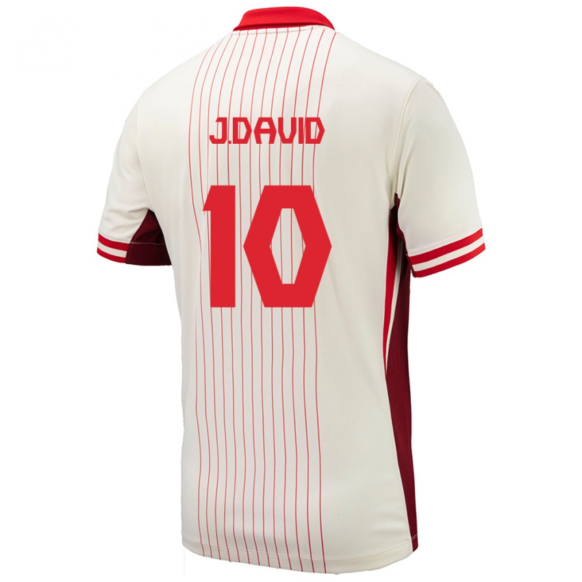 Gyermek Kanada Jonathan David #10 Fehér Idegenbeli Jersey 24-26 Mez Póló Ing