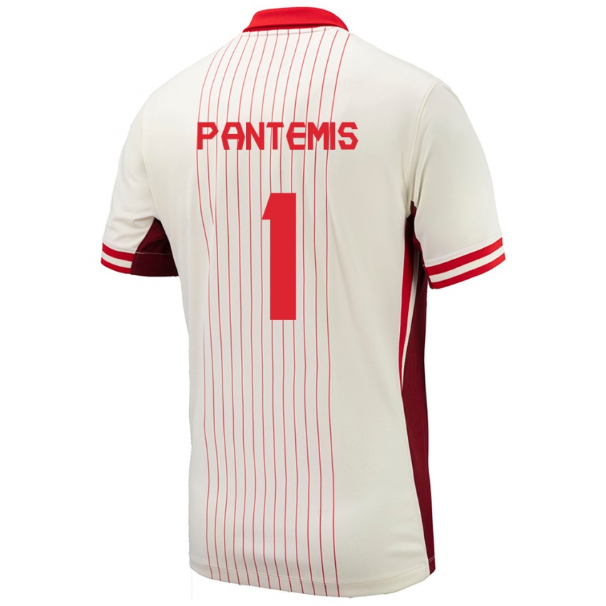 Gyermek Kanada James Pantemis #1 Fehér Idegenbeli Jersey 24-26 Mez Póló Ing