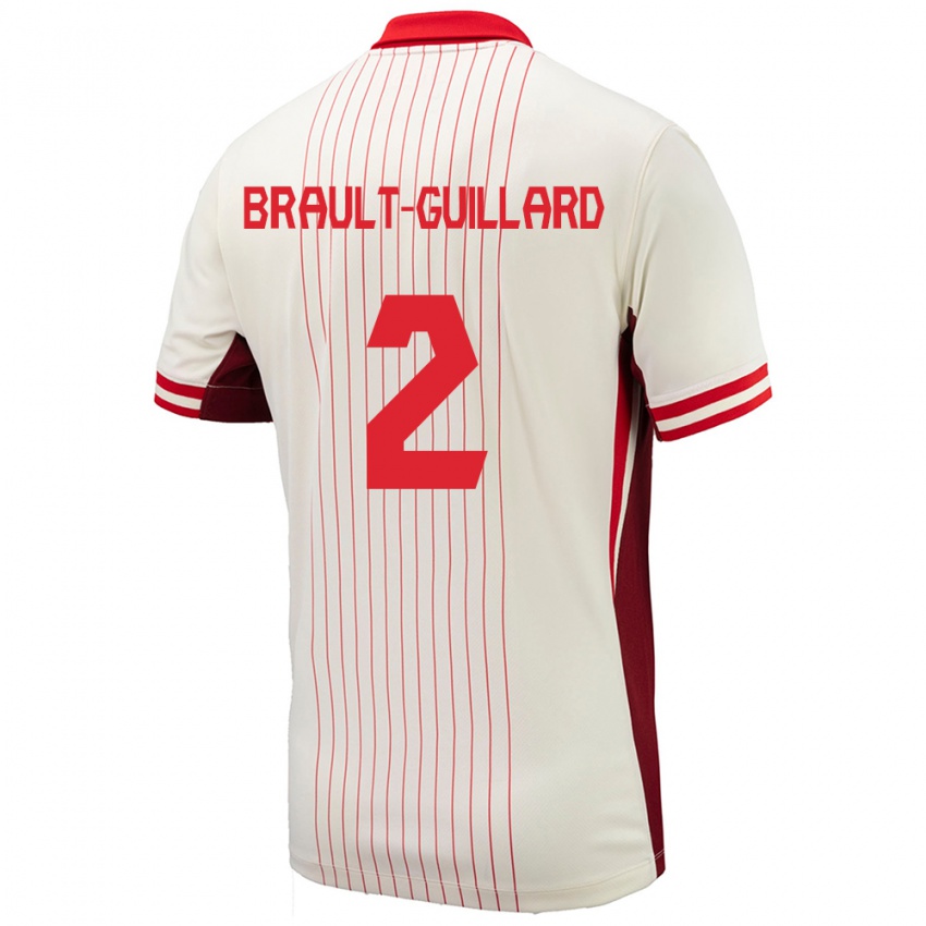 Gyermek Kanada Zachary Brault-Guillard #2 Fehér Idegenbeli Jersey 24-26 Mez Póló Ing