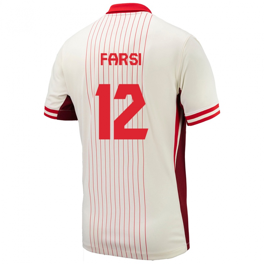 Gyermek Kanada Mohamed Farsi #12 Fehér Idegenbeli Jersey 24-26 Mez Póló Ing