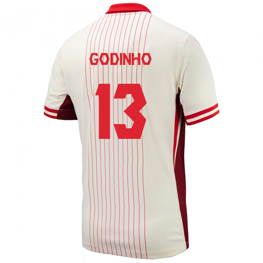 Gyermek Kanada Marcus Godinho #13 Fehér Idegenbeli Jersey 24-26 Mez Póló Ing