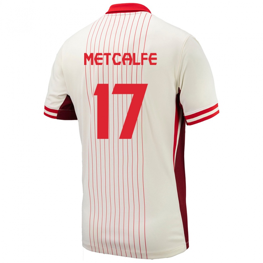 Gyermek Kanada Patrick Metcalfe #17 Fehér Idegenbeli Jersey 24-26 Mez Póló Ing