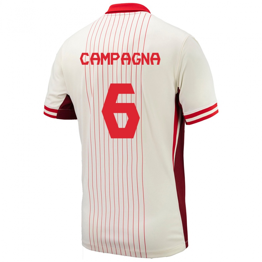 Gyermek Kanada Matteo Campagna #6 Fehér Idegenbeli Jersey 24-26 Mez Póló Ing