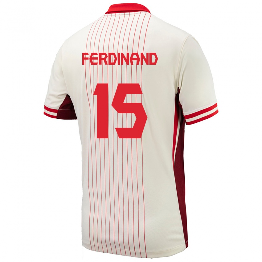 Gyermek Kanada Keesean Ferdinand #15 Fehér Idegenbeli Jersey 24-26 Mez Póló Ing