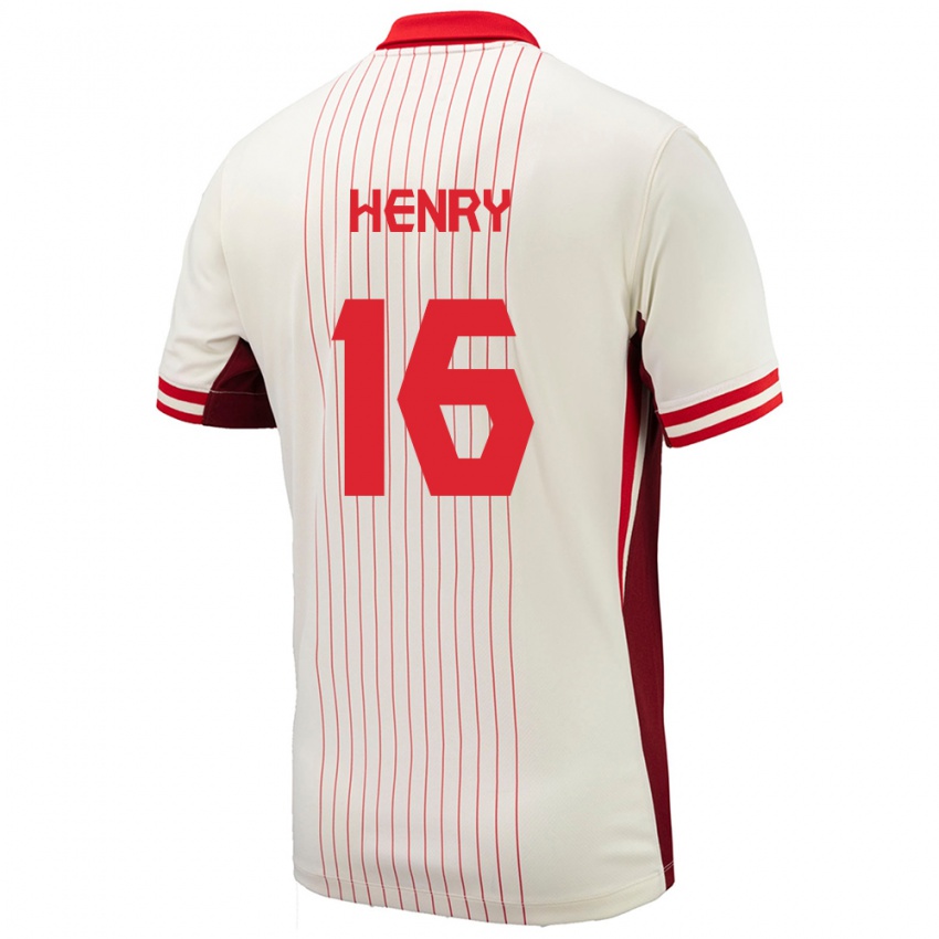 Gyermek Kanada Mael Henry #16 Fehér Idegenbeli Jersey 24-26 Mez Póló Ing