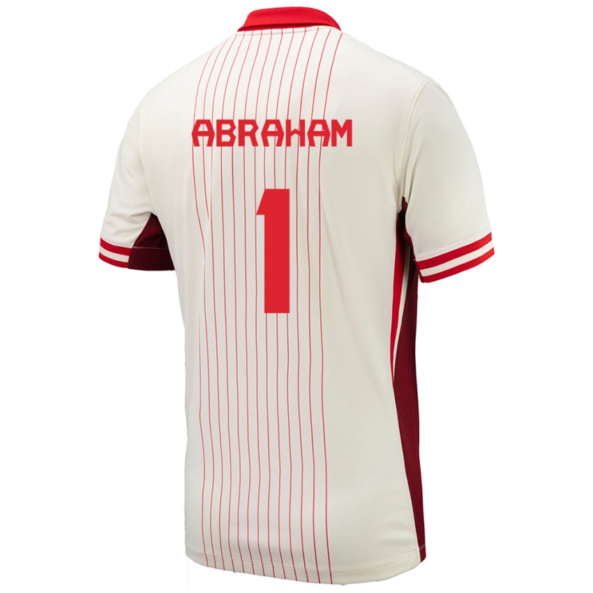 Gyermek Kanada Nathaniel Abraham #1 Fehér Idegenbeli Jersey 24-26 Mez Póló Ing