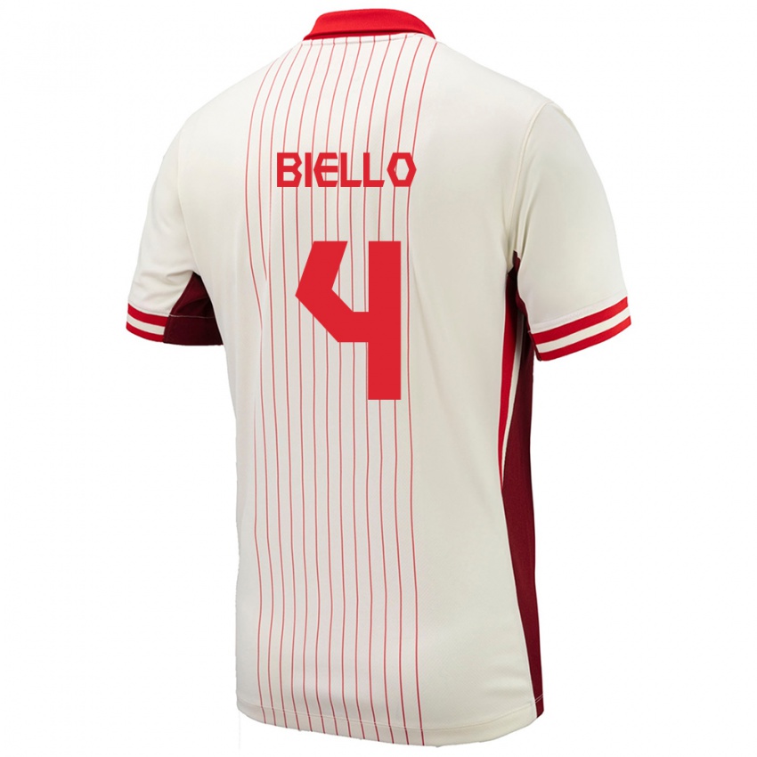 Gyermek Kanada Alessandro Biello #4 Fehér Idegenbeli Jersey 24-26 Mez Póló Ing