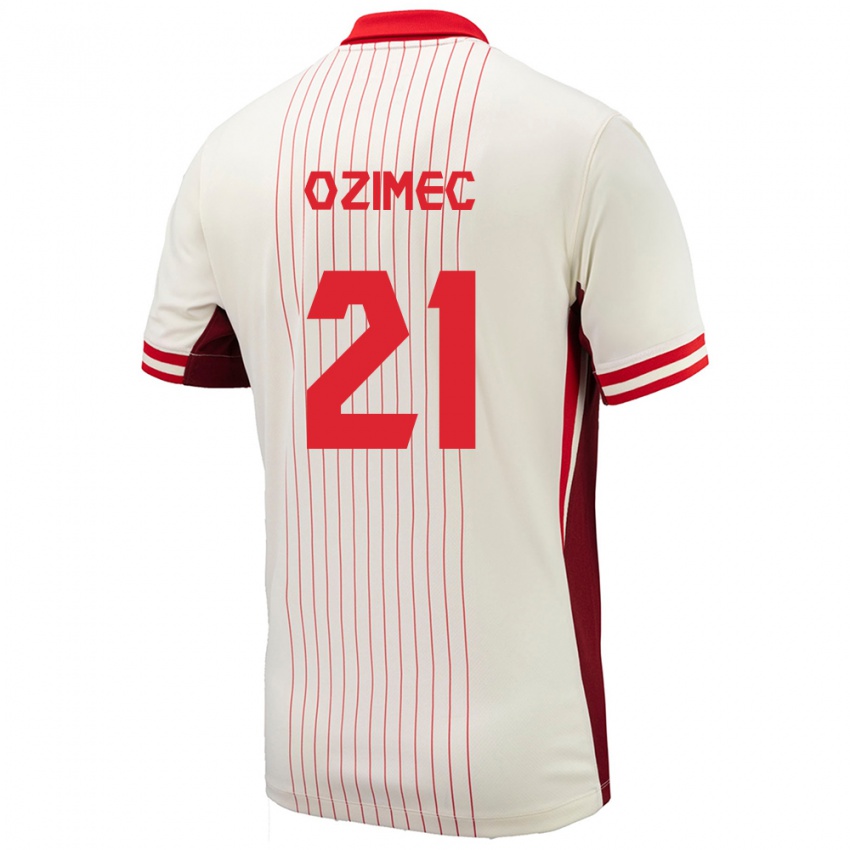 Gyermek Kanada Lucas Ozimec #21 Fehér Idegenbeli Jersey 24-26 Mez Póló Ing