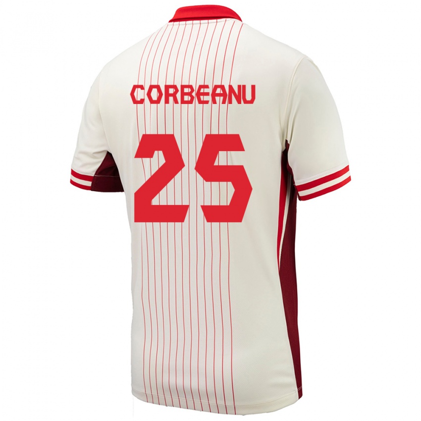 Gyermek Kanada Theo Corbeanu #25 Fehér Idegenbeli Jersey 24-26 Mez Póló Ing