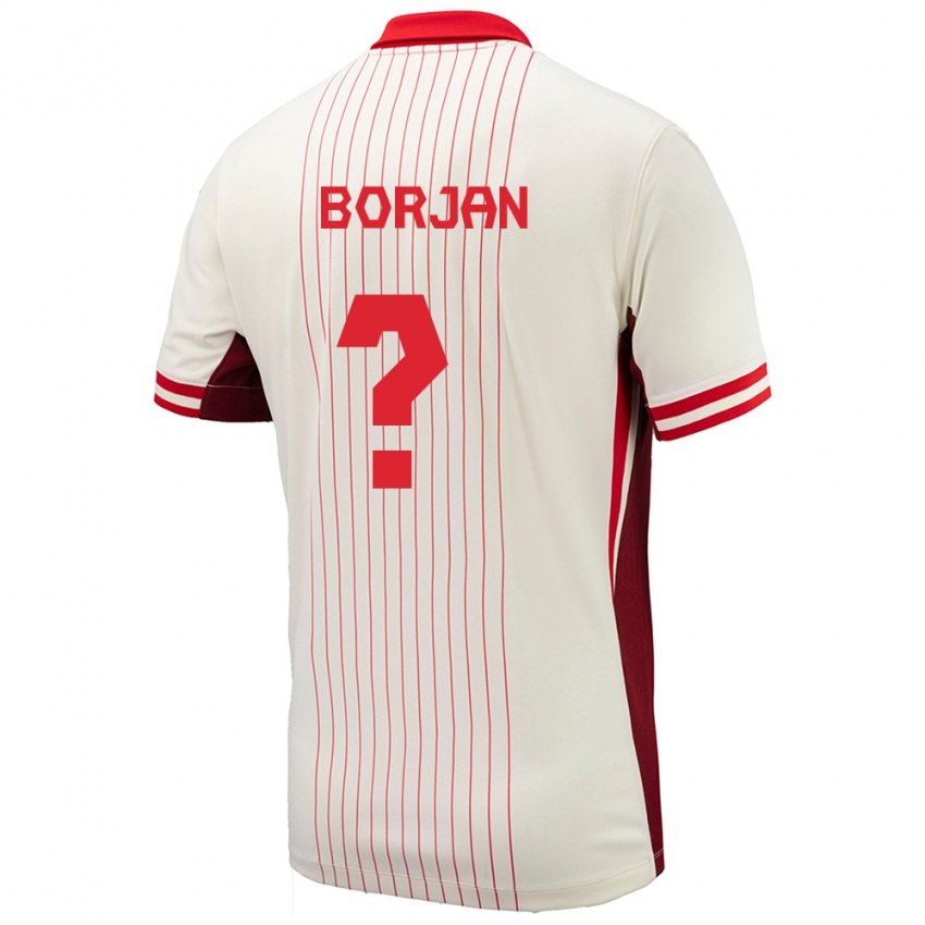 Gyermek Kanada Nikola Borjan #0 Fehér Idegenbeli Jersey 24-26 Mez Póló Ing