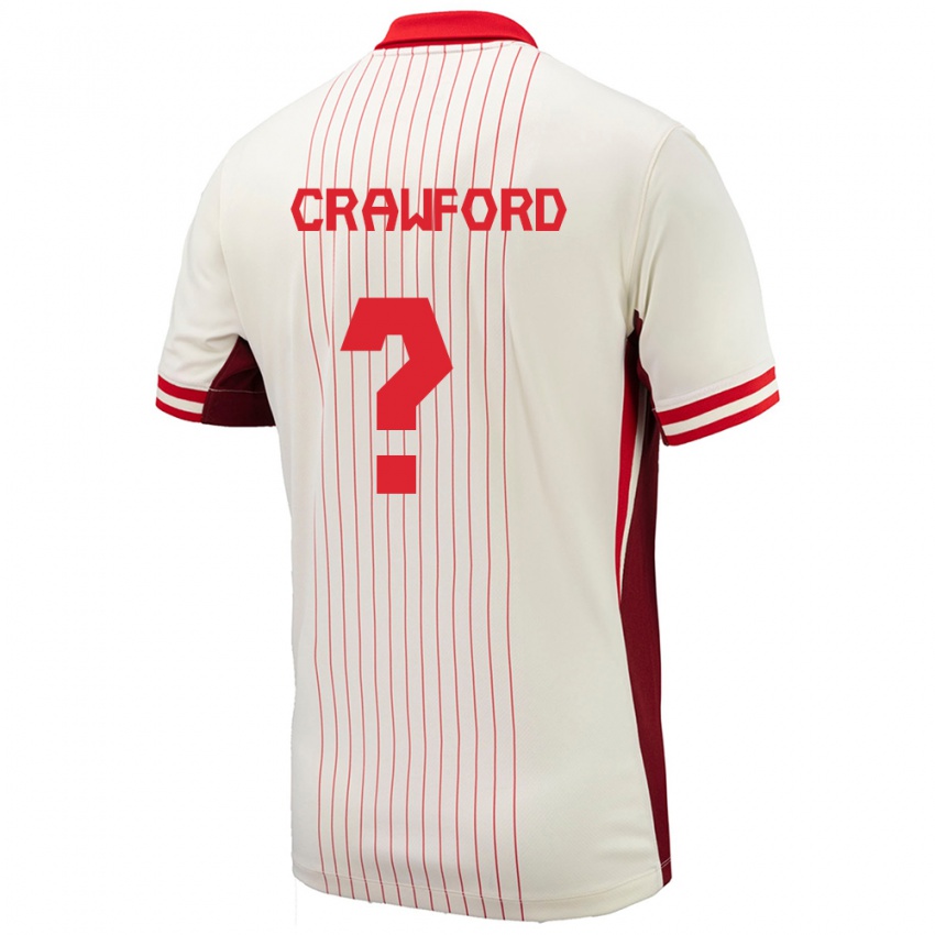 Gyermek Kanada Tyler Crawford #0 Fehér Idegenbeli Jersey 24-26 Mez Póló Ing