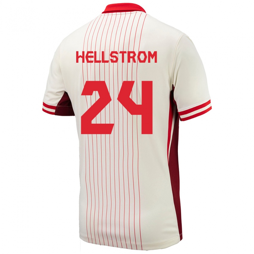 Gyermek Kanada Jenna Hellstrom #24 Fehér Idegenbeli Jersey 24-26 Mez Póló Ing