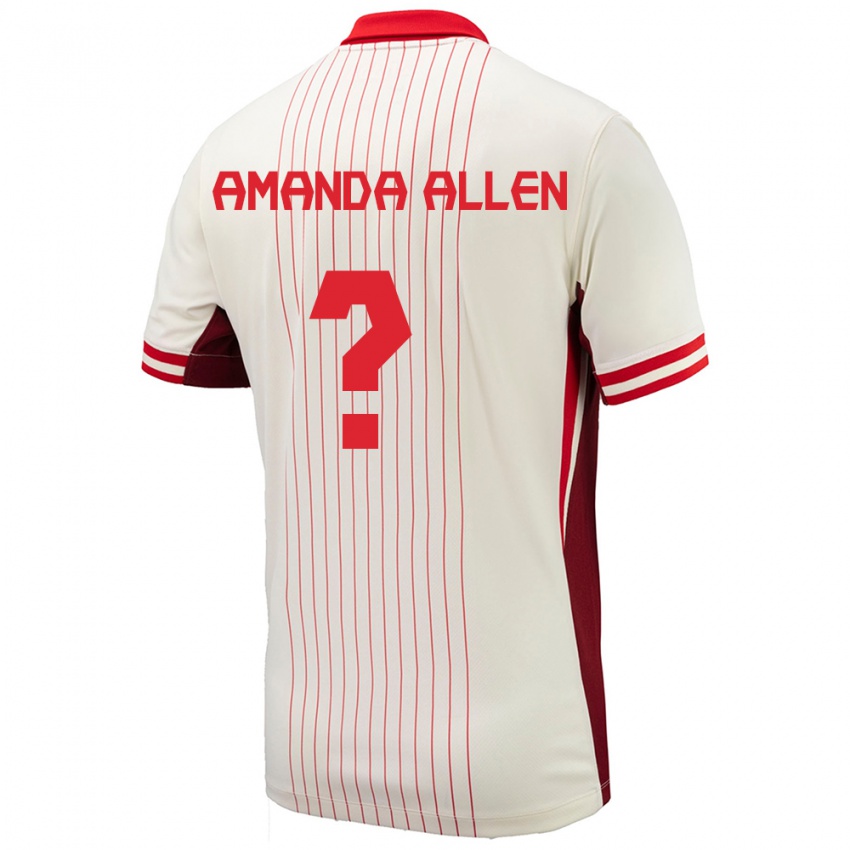 Gyermek Kanada Amanda Allen #0 Fehér Idegenbeli Jersey 24-26 Mez Póló Ing