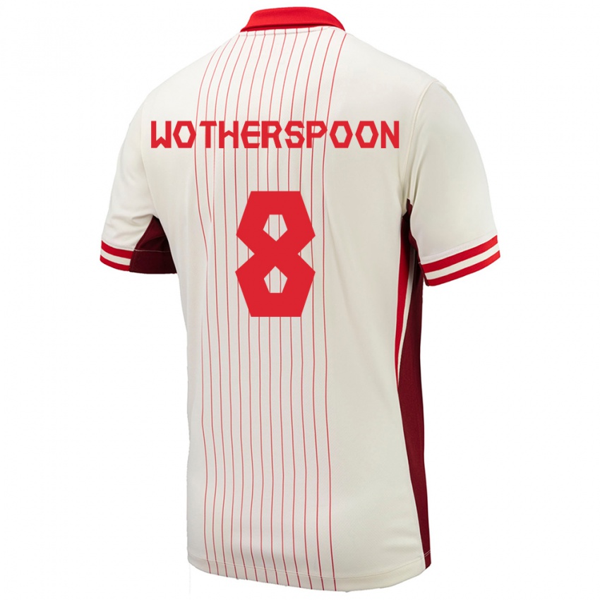 Gyermek Kanada David Wotherspoon #8 Fehér Idegenbeli Jersey 24-26 Mez Póló Ing