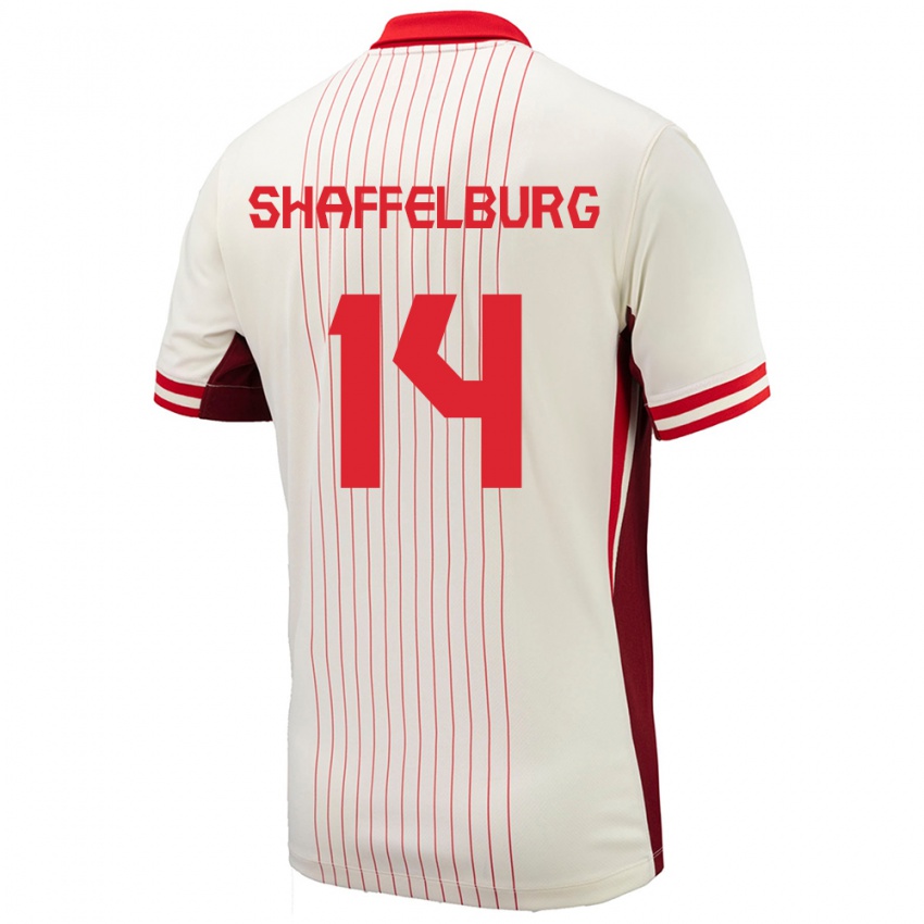 Gyermek Kanada Jacob Shaffelburg #14 Fehér Idegenbeli Jersey 24-26 Mez Póló Ing