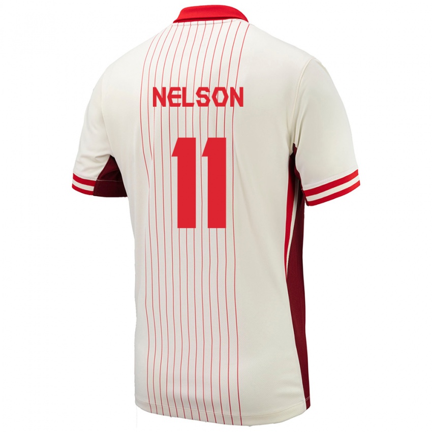 Gyermek Kanada Jayden Nelson #11 Fehér Idegenbeli Jersey 24-26 Mez Póló Ing