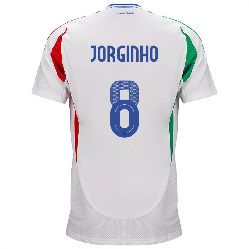 Gyermek Olaszország Jorginho #8 Fehér Idegenbeli Jersey 24-26 Mez Póló Ing