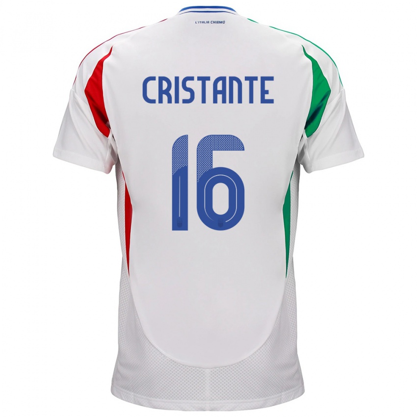 Gyermek Olaszország Bryan Cristante #16 Fehér Idegenbeli Jersey 24-26 Mez Póló Ing