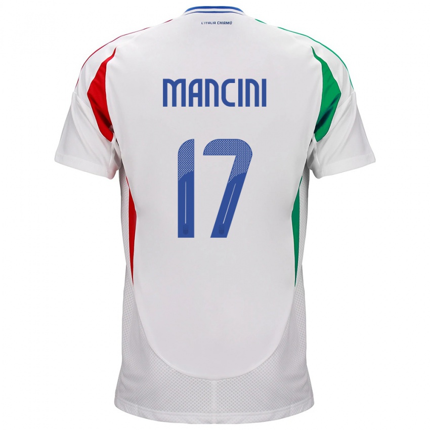 Gyermek Olaszország Gianluca Mancini #17 Fehér Idegenbeli Jersey 24-26 Mez Póló Ing