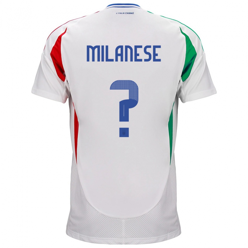 Gyermek Olaszország Tommaso Milanese #0 Fehér Idegenbeli Jersey 24-26 Mez Póló Ing