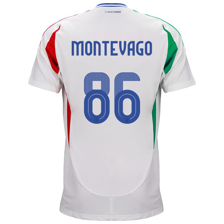 Gyermek Olaszország Daniele Montevago #86 Fehér Idegenbeli Jersey 24-26 Mez Póló Ing