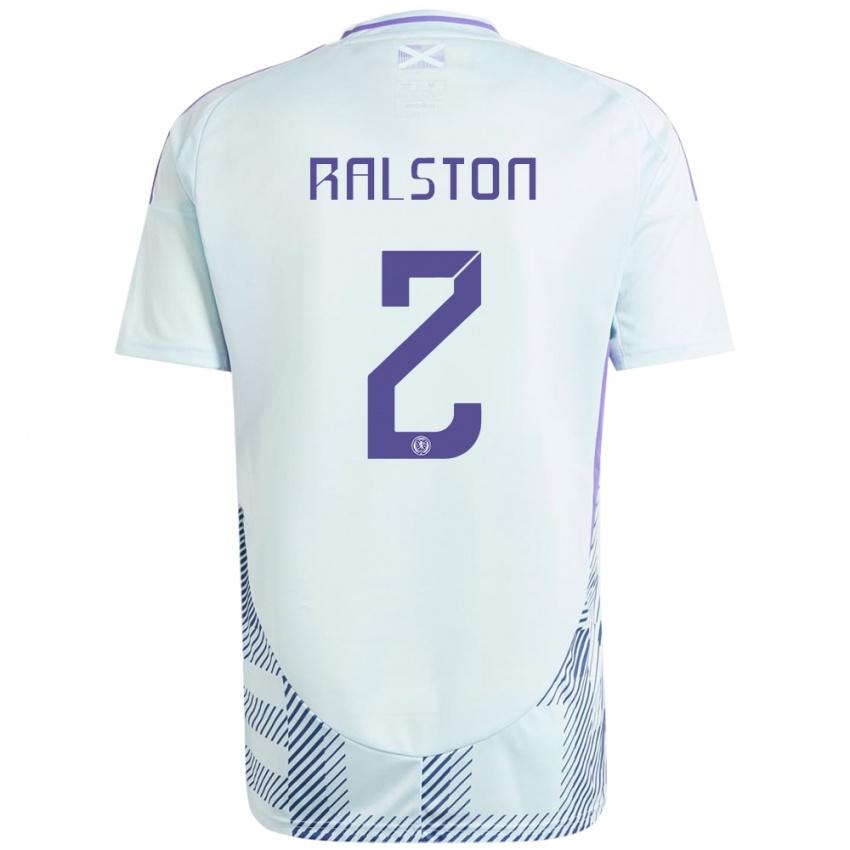 Gyermek Skócia Anthony Ralston #2 Világos Menta Kék Idegenbeli Jersey 24-26 Mez Póló Ing