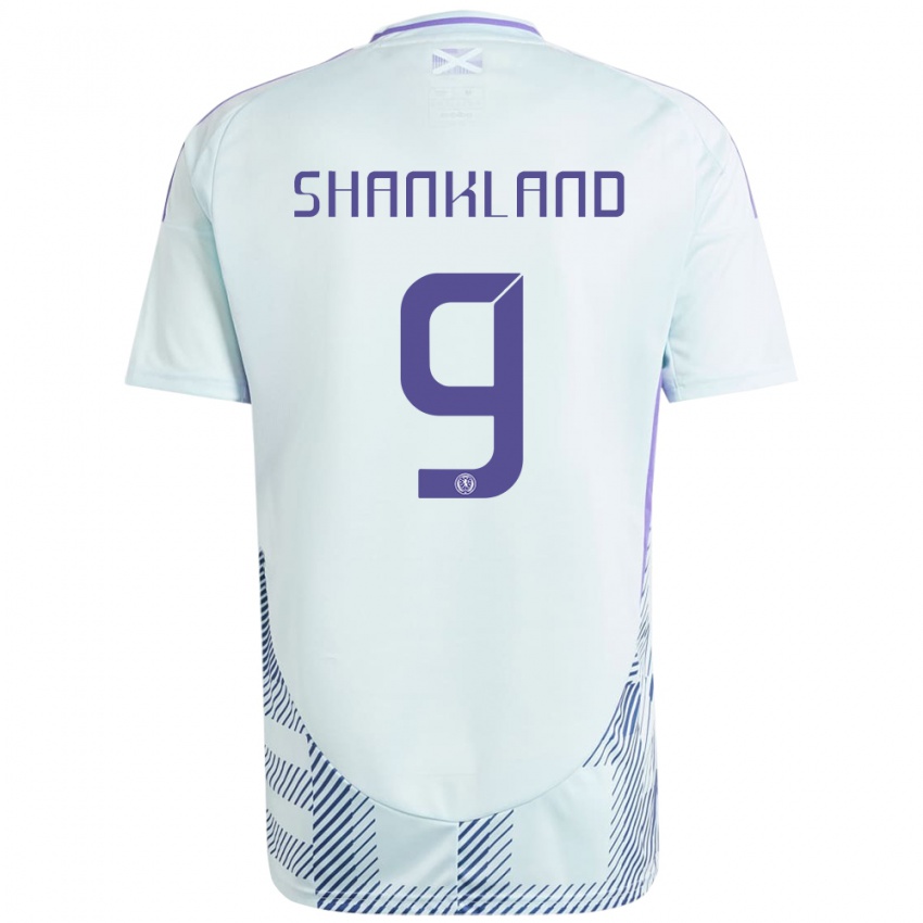 Gyermek Skócia Lawrence Shankland #9 Világos Menta Kék Idegenbeli Jersey 24-26 Mez Póló Ing