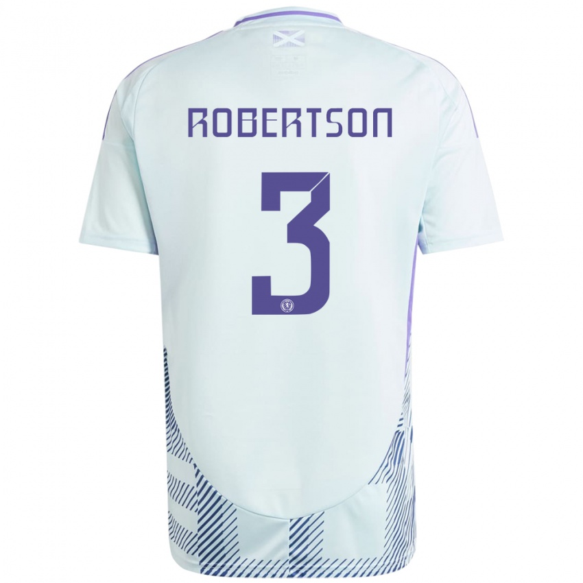 Gyermek Skócia Andrew Robertson #3 Világos Menta Kék Idegenbeli Jersey 24-26 Mez Póló Ing