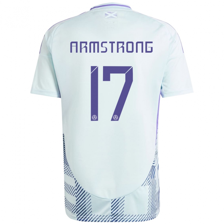 Gyermek Skócia Stuart Armstrong #17 Világos Menta Kék Idegenbeli Jersey 24-26 Mez Póló Ing