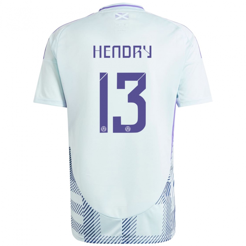 Gyermek Skócia Jack Hendry #13 Világos Menta Kék Idegenbeli Jersey 24-26 Mez Póló Ing