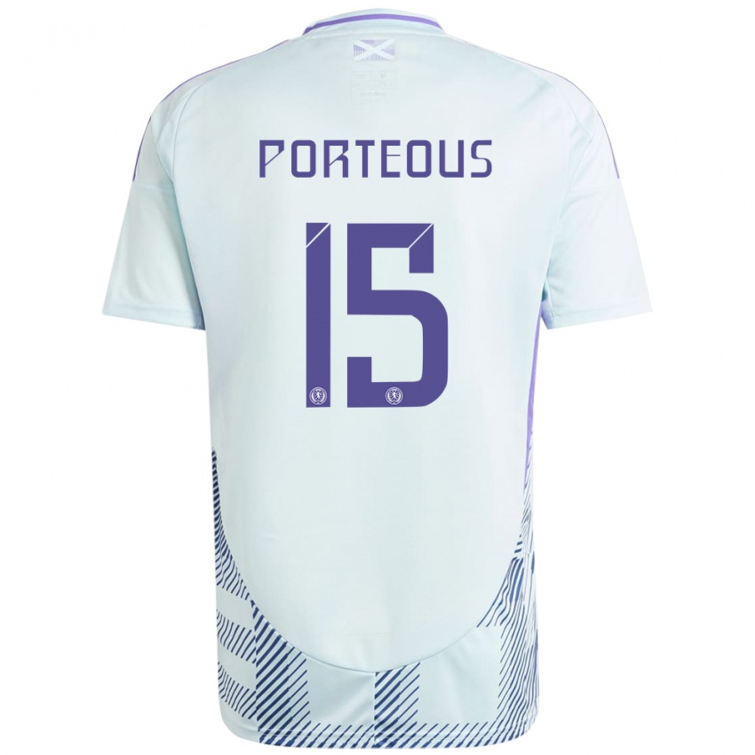 Gyermek Skócia Ryan Porteous #15 Világos Menta Kék Idegenbeli Jersey 24-26 Mez Póló Ing