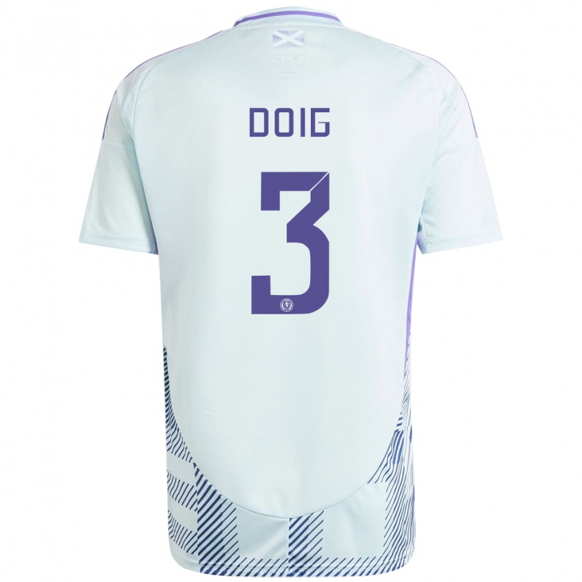 Gyermek Skócia Josh Doig #3 Világos Menta Kék Idegenbeli Jersey 24-26 Mez Póló Ing