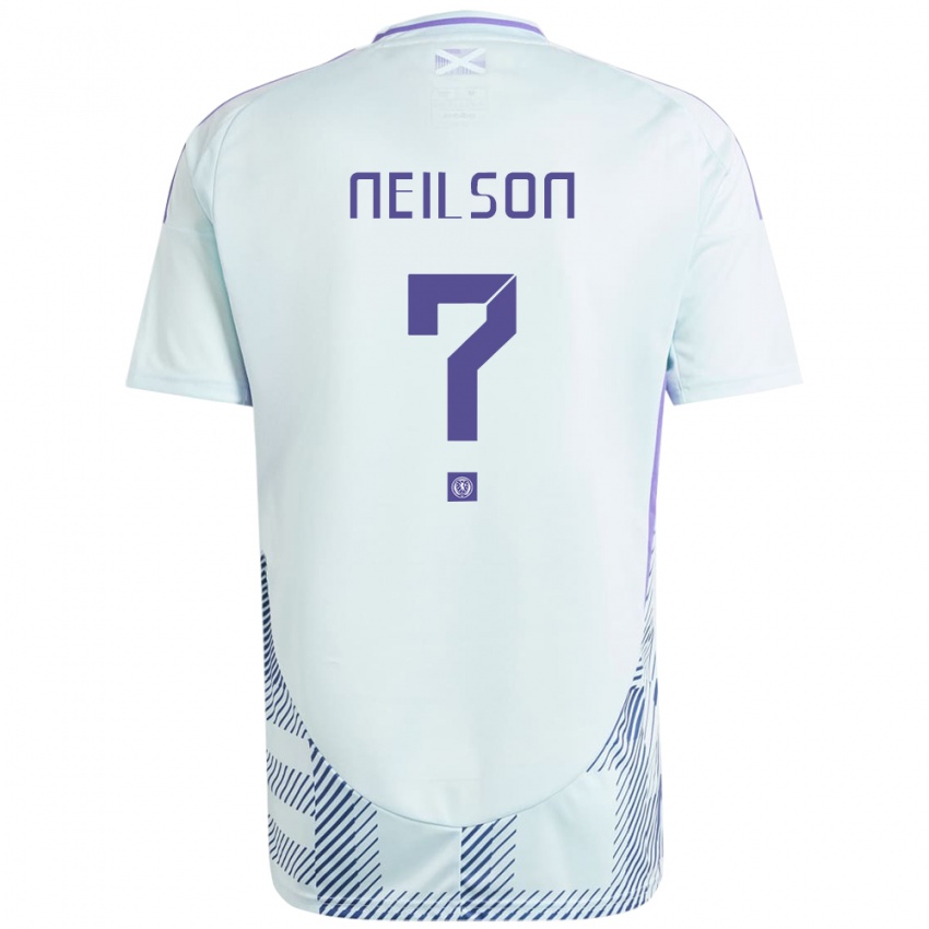 Gyermek Skócia Lewis Neilson #0 Világos Menta Kék Idegenbeli Jersey 24-26 Mez Póló Ing