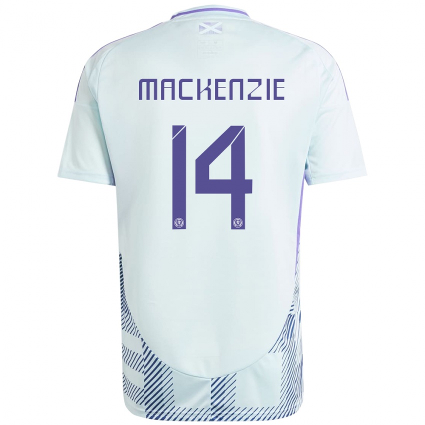 Gyermek Skócia Magnus Mackenzie #14 Világos Menta Kék Idegenbeli Jersey 24-26 Mez Póló Ing