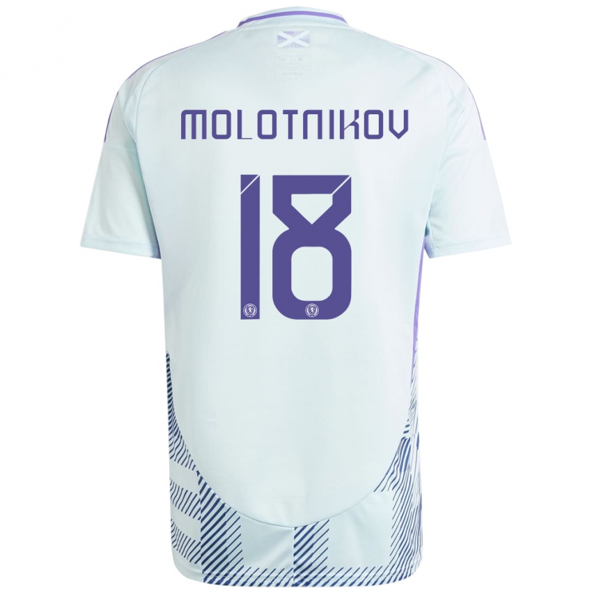 Gyermek Skócia Rudi Molotnikov #18 Világos Menta Kék Idegenbeli Jersey 24-26 Mez Póló Ing