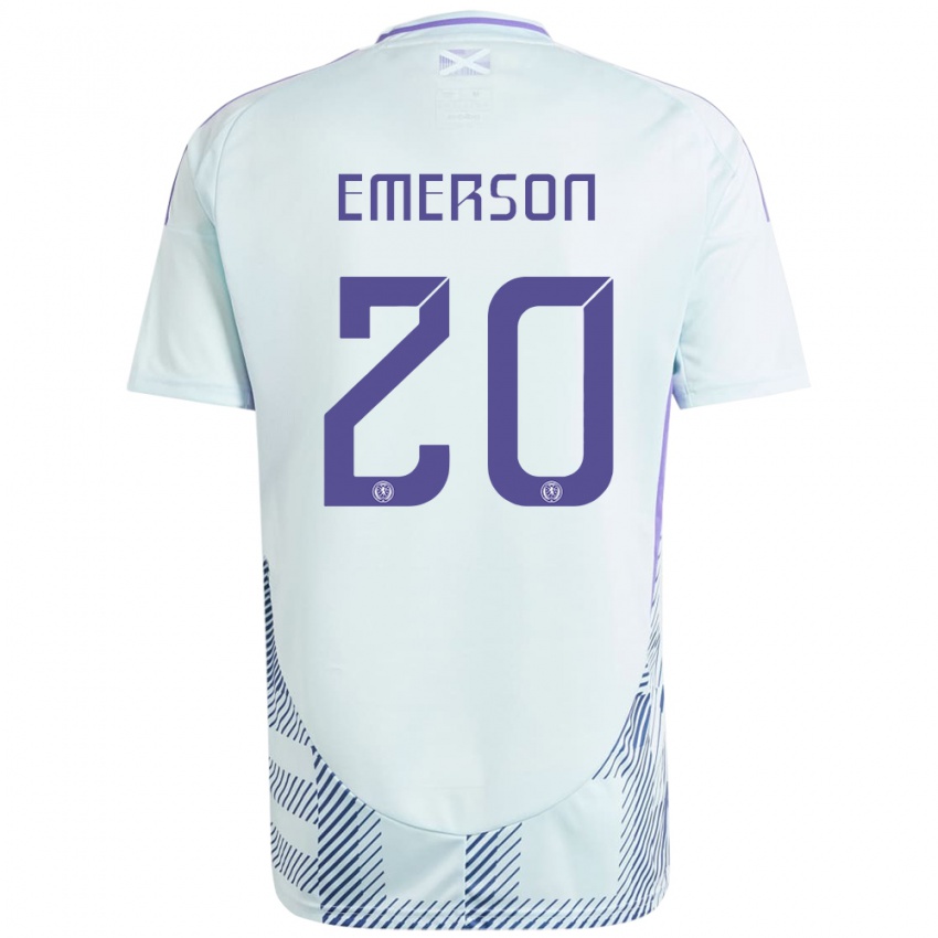 Gyermek Skócia Johnny Emerson #20 Világos Menta Kék Idegenbeli Jersey 24-26 Mez Póló Ing