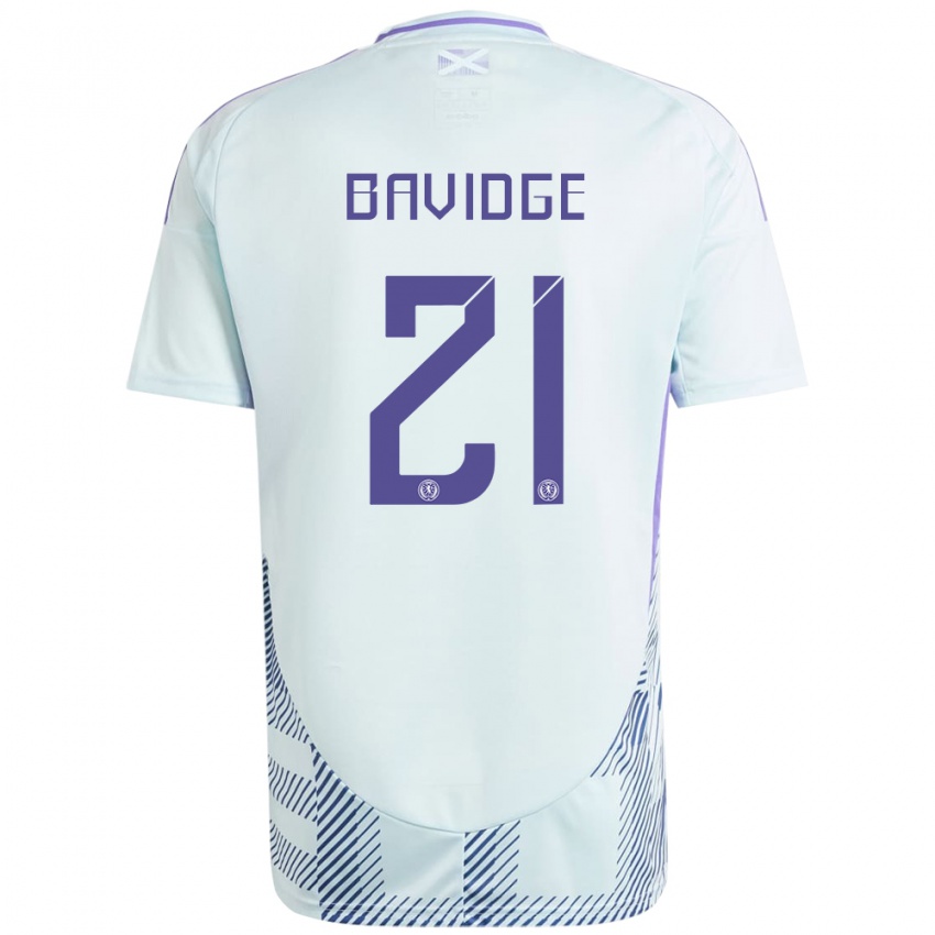 Gyermek Skócia Alfie Bavidge #21 Világos Menta Kék Idegenbeli Jersey 24-26 Mez Póló Ing