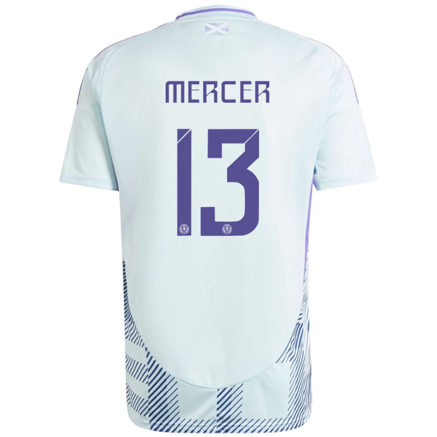 Gyermek Skócia Jamie Mercer #13 Világos Menta Kék Idegenbeli Jersey 24-26 Mez Póló Ing