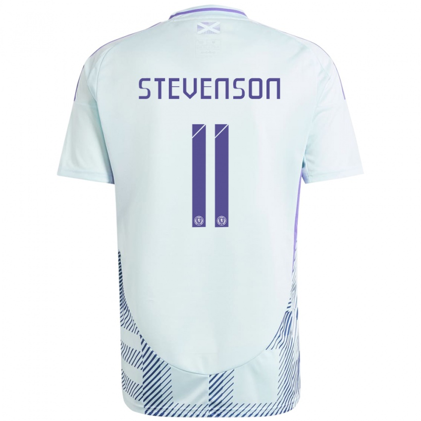 Gyermek Skócia Gus Stevenson #11 Világos Menta Kék Idegenbeli Jersey 24-26 Mez Póló Ing