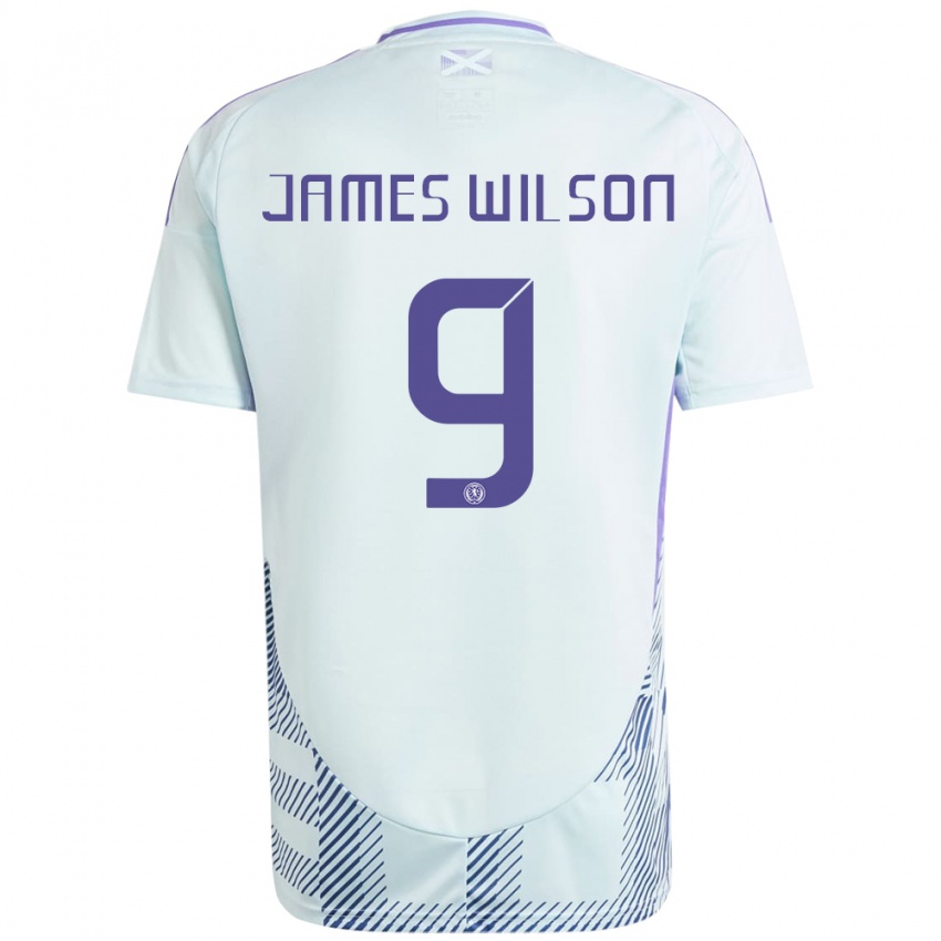 Gyermek Skócia James Wilson #9 Világos Menta Kék Idegenbeli Jersey 24-26 Mez Póló Ing