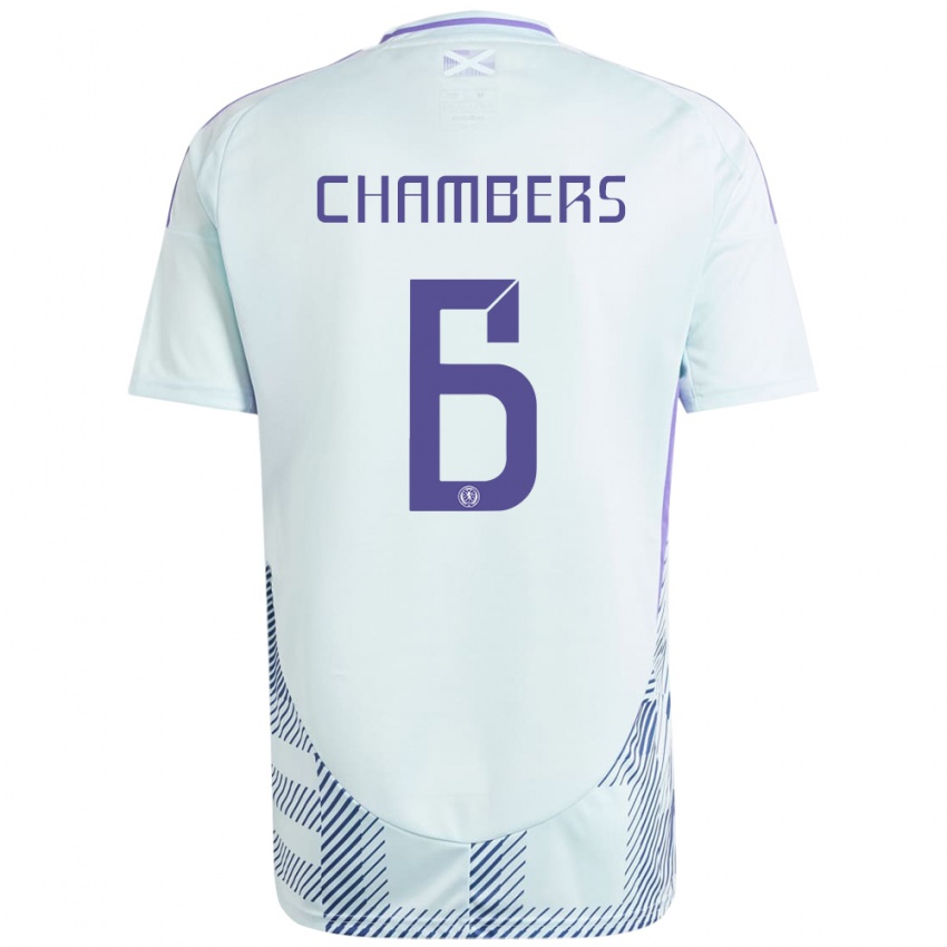 Gyermek Skócia Sam Chambers #6 Világos Menta Kék Idegenbeli Jersey 24-26 Mez Póló Ing