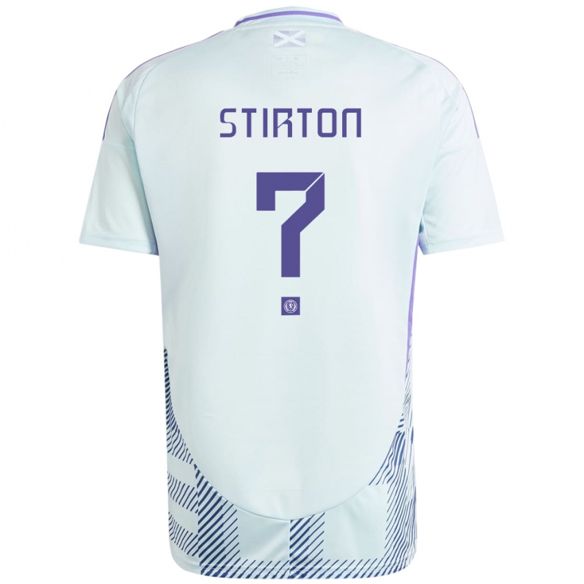 Gyermek Skócia Owen Stirton #0 Világos Menta Kék Idegenbeli Jersey 24-26 Mez Póló Ing