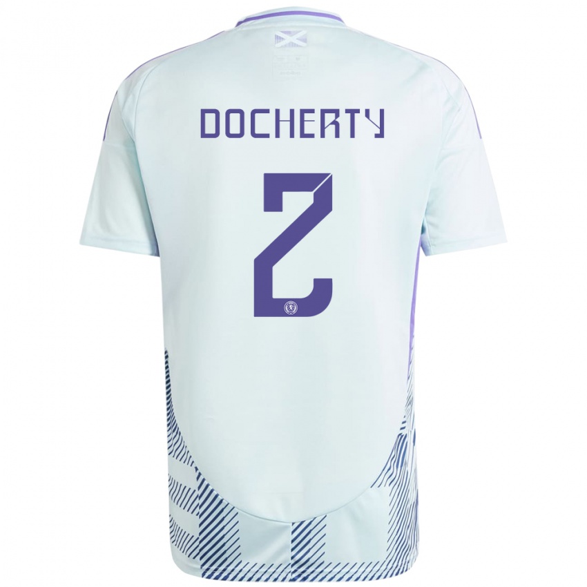 Gyermek Skócia Nicola Docherty #2 Világos Menta Kék Idegenbeli Jersey 24-26 Mez Póló Ing