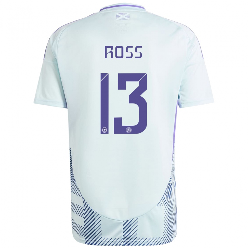 Gyermek Skócia Jane Ross #13 Világos Menta Kék Idegenbeli Jersey 24-26 Mez Póló Ing