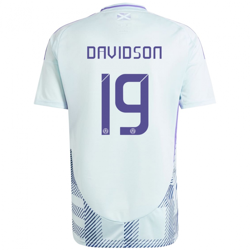 Gyermek Skócia Lauren Davidson #19 Világos Menta Kék Idegenbeli Jersey 24-26 Mez Póló Ing