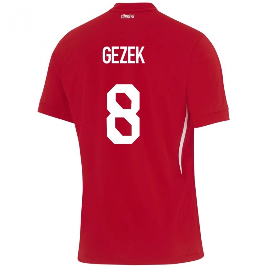 Gyermek Törökország Baran Gezek #8 Piros Idegenbeli Jersey 24-26 Mez Póló Ing